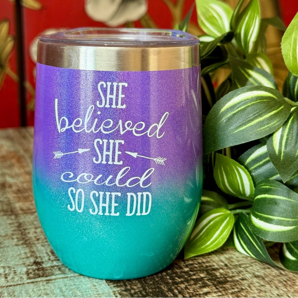 “She Believed She Could So She Did” Insulated Cup with Lid | #Z49